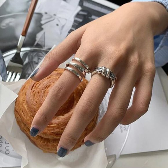 925 Sterling Silver Twist Knot Ring Size 8-9 - Picture 3 of 4